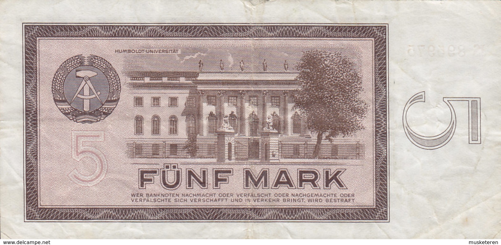Germany - 5 MARK Deutschen Noten Bank Alexander V. Humboldt (1964) JS 895975 (2 Scans) - 5 Deutsche Mark