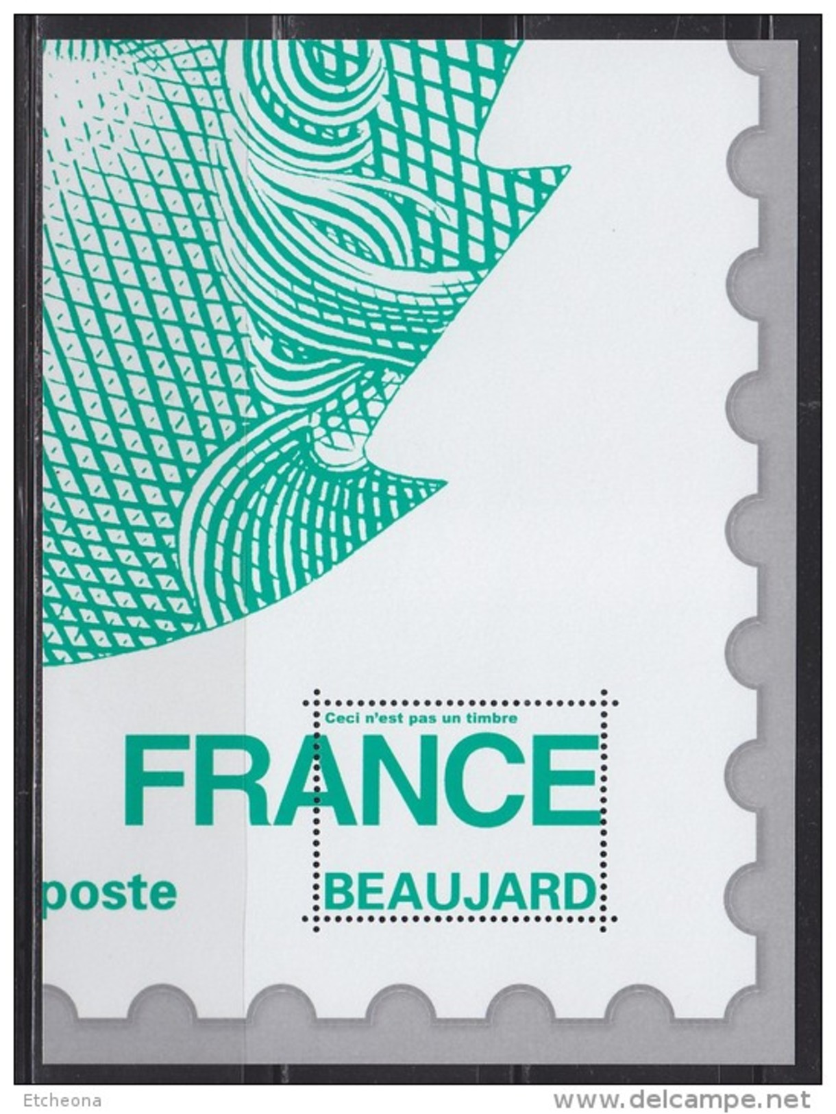 = Bloc Gommé Marianne Beaujard Lettre Verte Philaposte Sans Valeur Faciale Représentation 1/4 Du Timbre 4593 - Autres & Non Classés