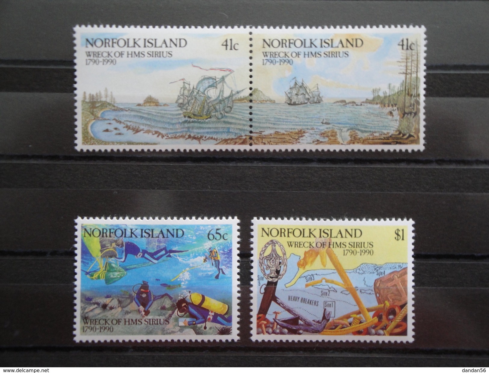 1990 Norfolk Yvert 469/72 ** Bateaux Ships  Scott 471/4 Michel 476/9 SG 479/82 Wreck Of Sirius - Ile Norfolk