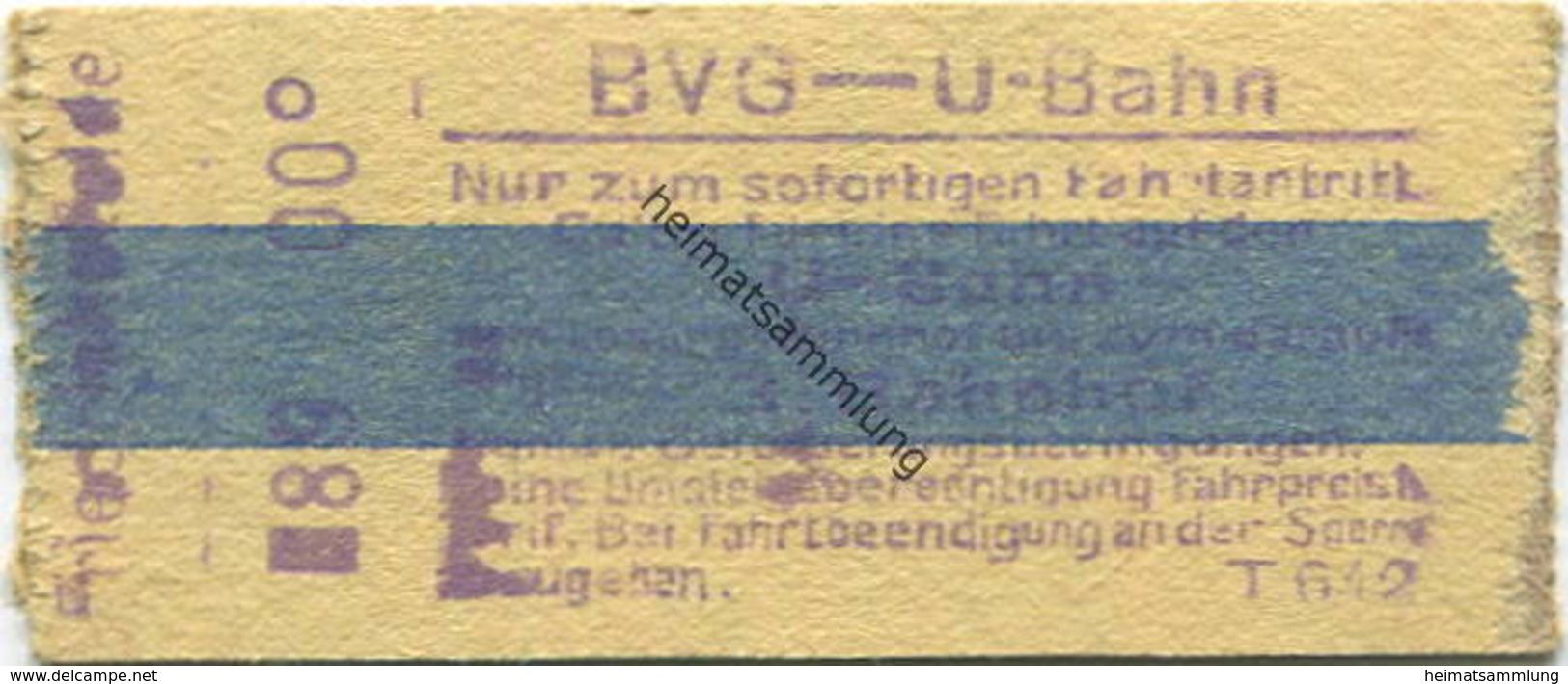 Deutschland - Berlin - BVG - U-Bahn - Fahrschein - Gültig Für Eine Fahrt Auf Der U-Bahn Bis Zum Darauffolgenden 3. Bahnh - Europe