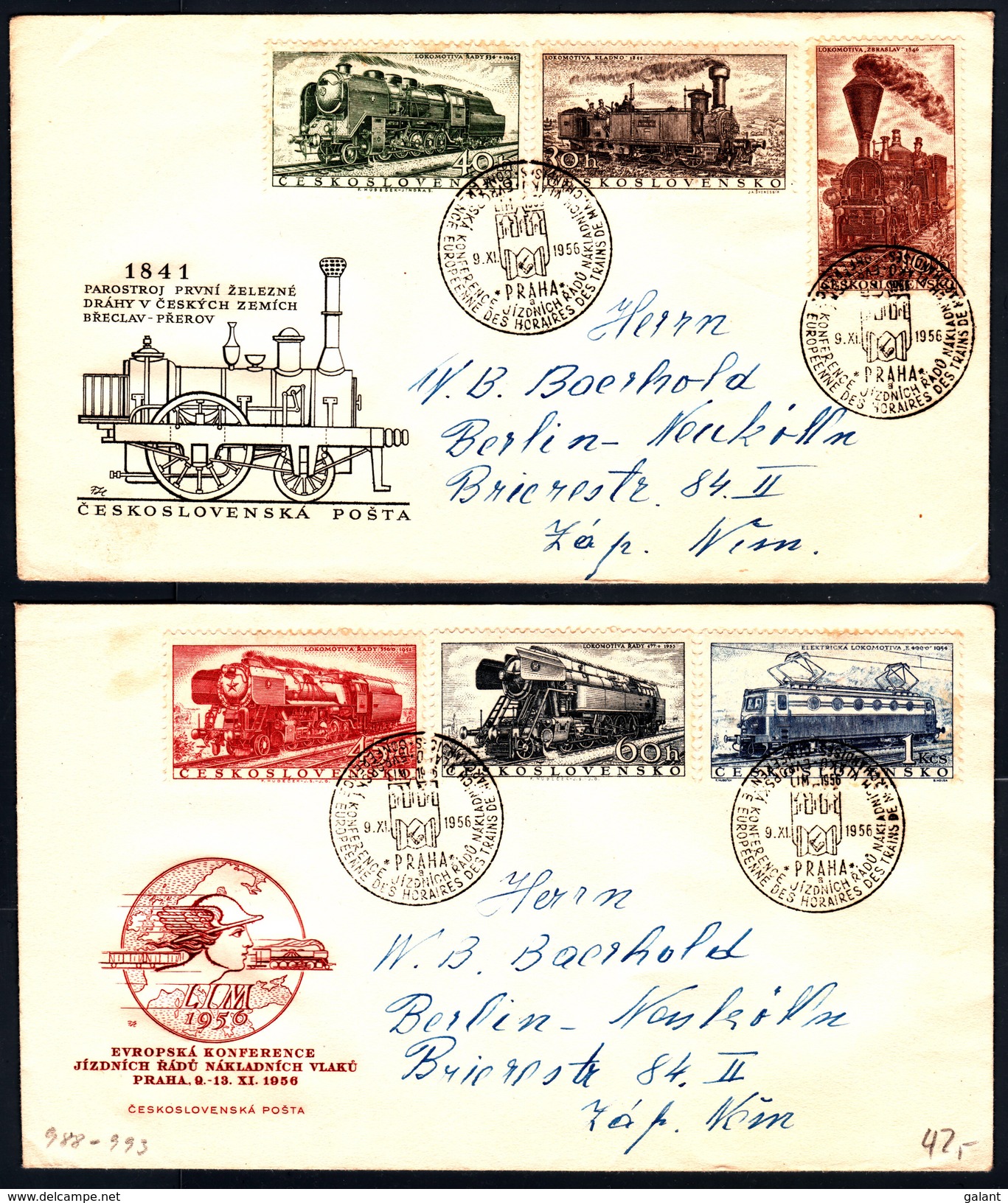 CSSR 1956 Mi 988 -93 Yv. 875 -80 Train Lokomotiven Auf FDC - FDC