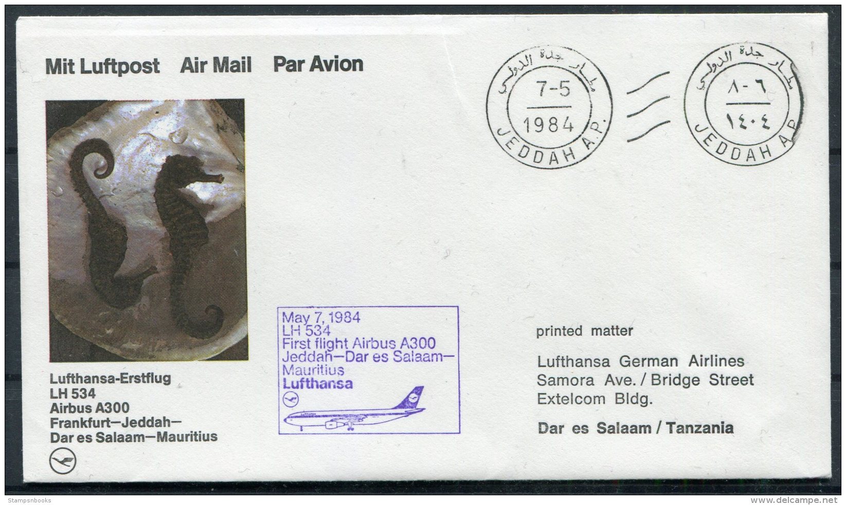 1984 Saudi Arabia / Tanzania Lufthansa First Flight Cover. - Saudi Arabia