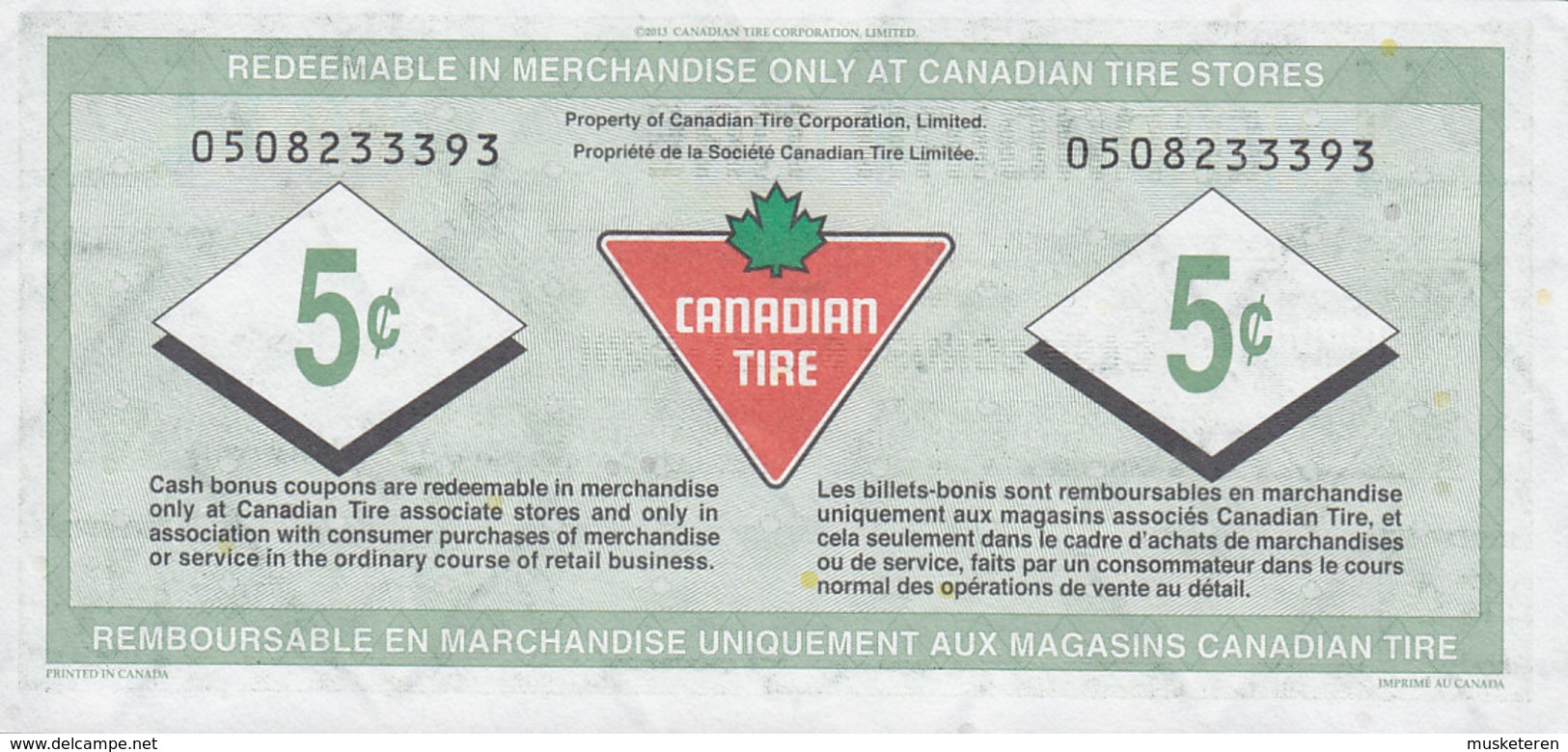 Canada Canadian Tire  - 5 CENTS Cash Bonus - Billet - Boni - 0508233393 (2 Scans) - Canada