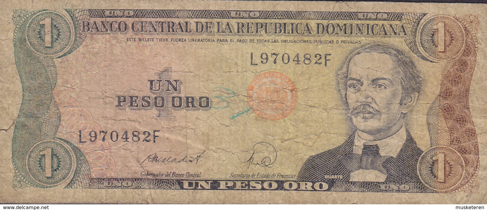 Dominicana  - 1 PESO ORO (1988) Duarte L 970482 F (2 Scans) - Dominicaine