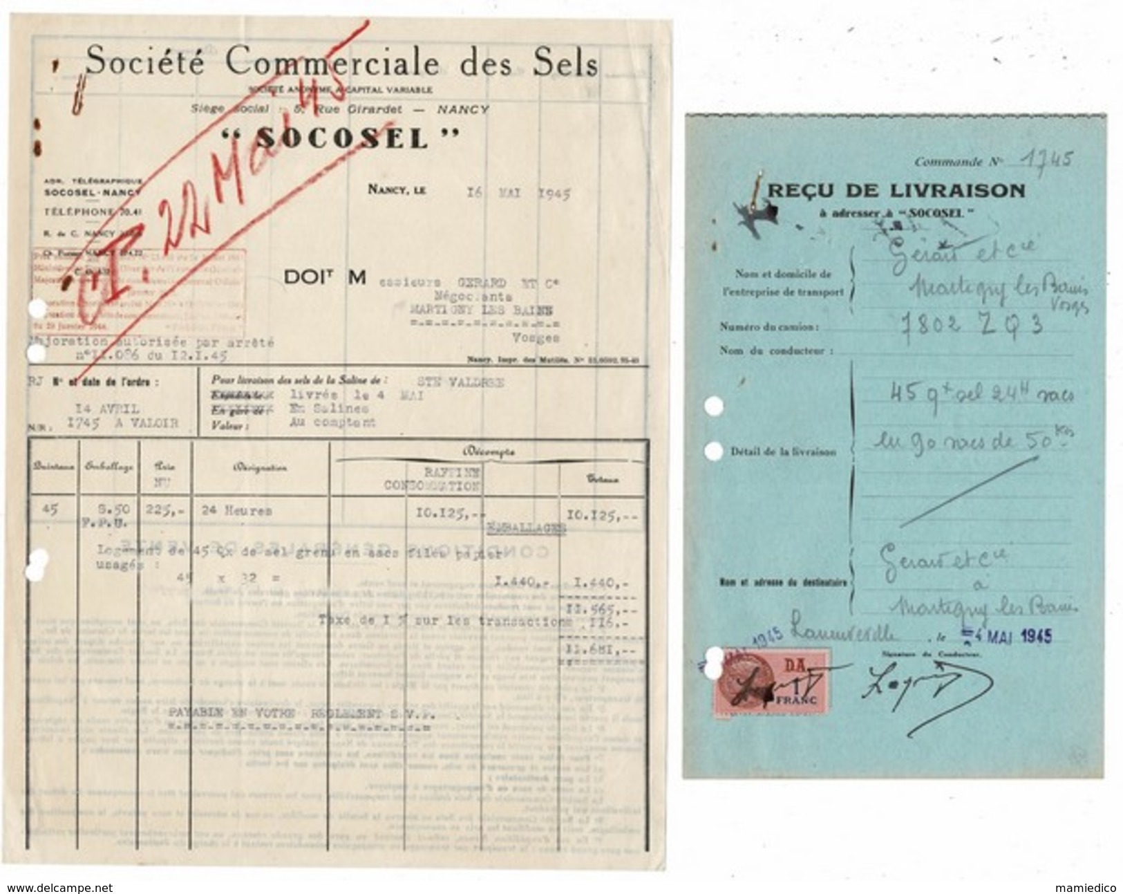 GUERRE 39-45 Coupons D'alimentation +des Tas De Documents Ou Factures,législation (sel-lessive-semoule-riz-pâtes) - Documents