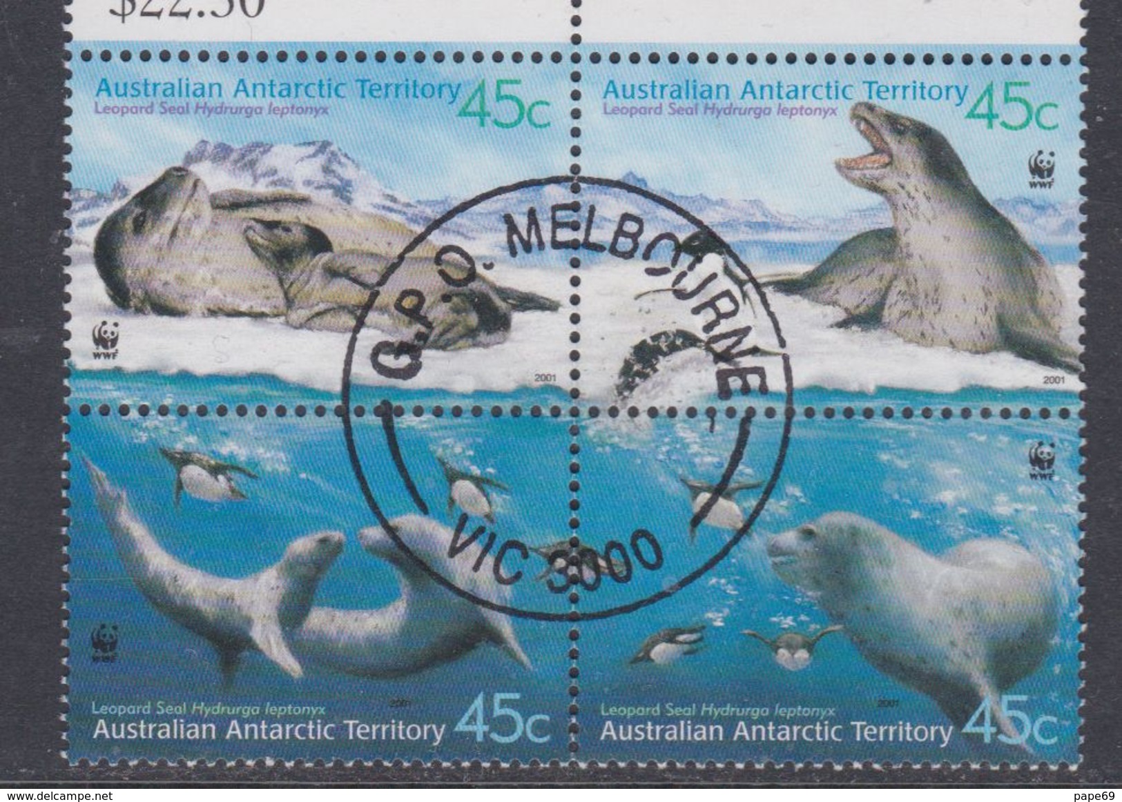 Antarctique Australien N° 145 / 48 O Faune : Léopard De Mer, Les 4 Valeurs En Bloc De 4 Très Belle Oblitération, TB - Oblitérés