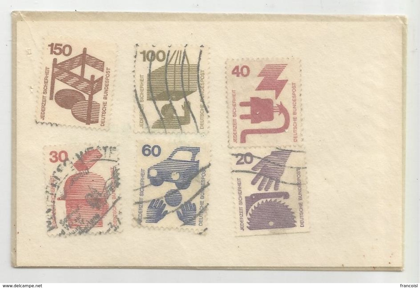 6 Timbres Allemands Thématiques: Sécurité (Jederzeit Sicherheit). Enveloppe Transparente. - Usines & Industries