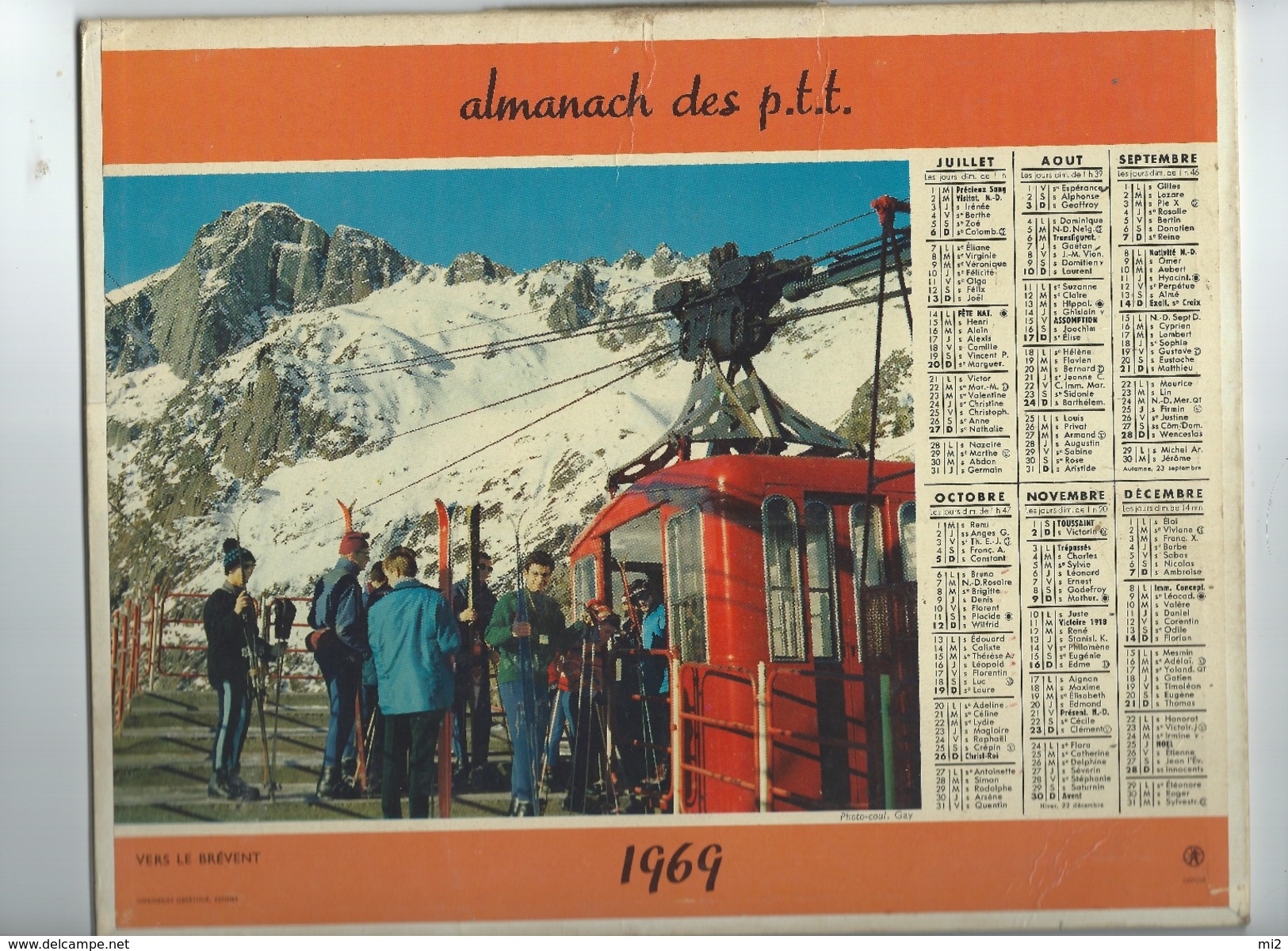 Calendrier PTT 42 Loire  1969 Photos Course Deauville 14 Et Telepherique Brevent 74 2 Scan 1,50 Frais Envoi F - Groot Formaat: 1961-70