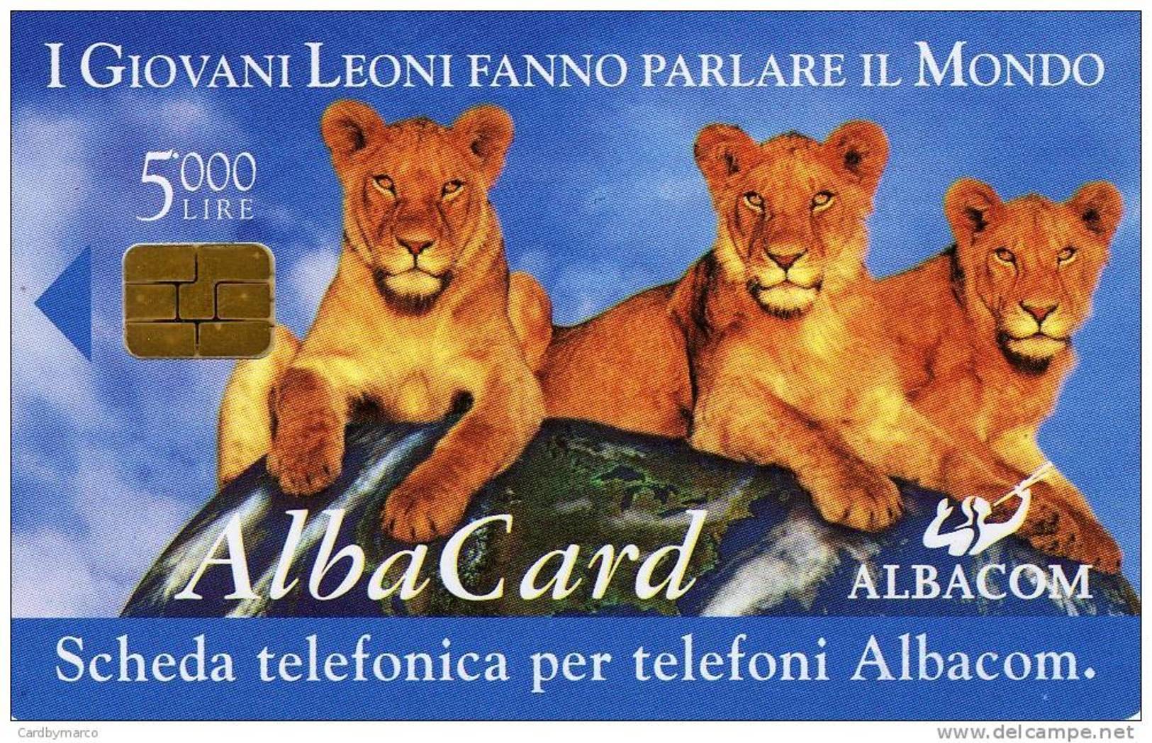 *ITALIA: ALBACOM - 3 LEONI* - Scheda Usata - [2] Sim Cards, Prepaid & Refills