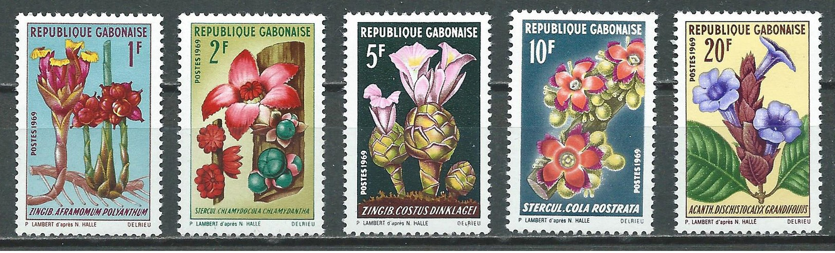 Gabon YT N°243/247 Fleurs Neuf/charnière * - Gabun (1960-...)