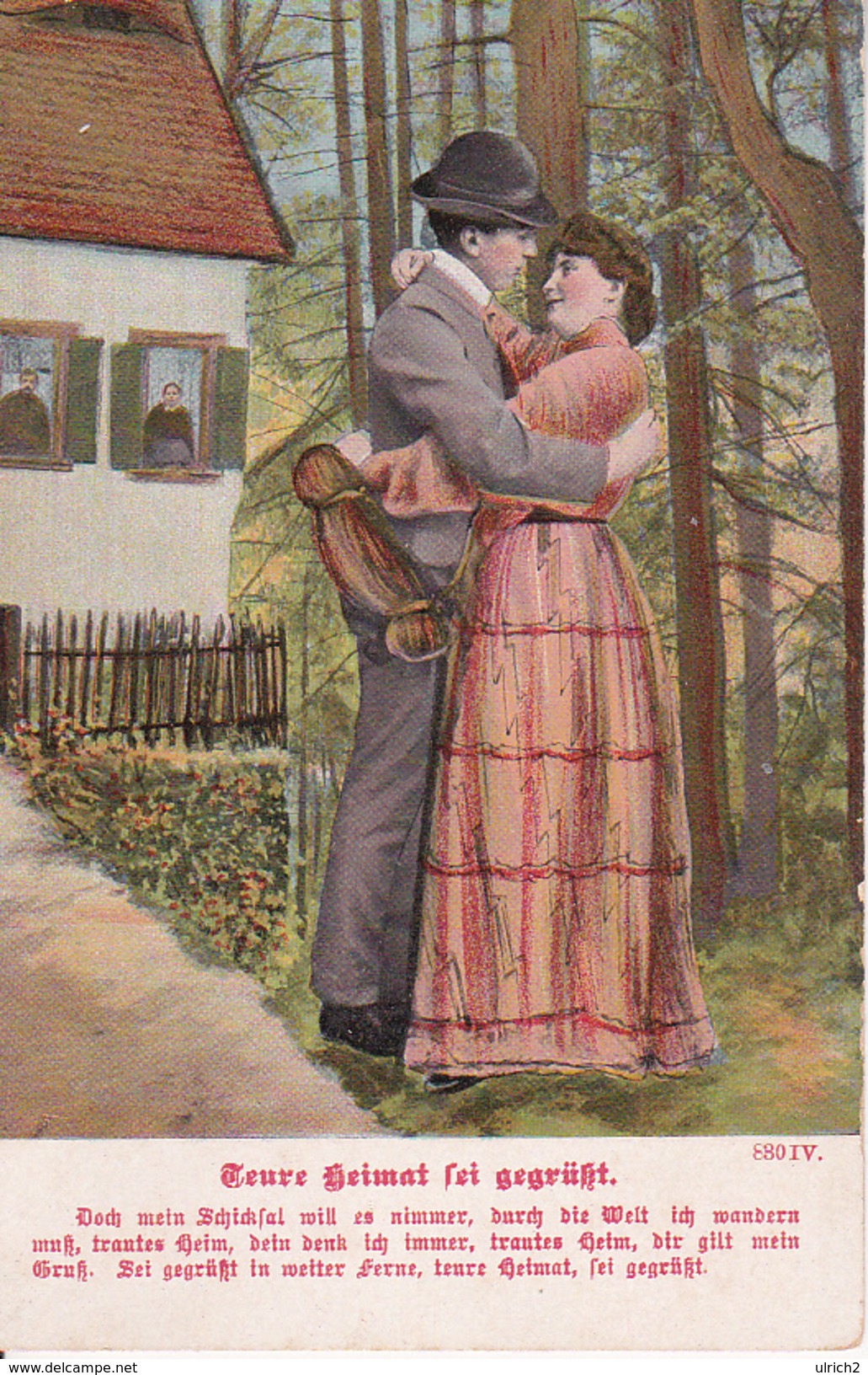 AK Teure Heimat, Sei Gegrüßt - Liebespaar -  Ca. 1910 (28442) - Paare