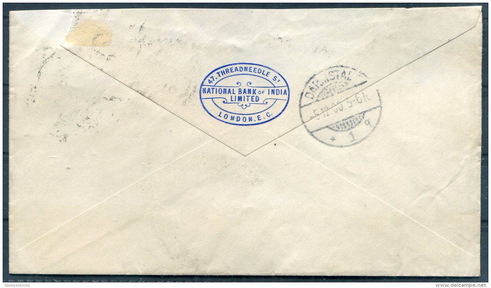 1900 GB QV 2d Stationery Cover. National Bank Of India London - Darmstadt - Briefe U. Dokumente