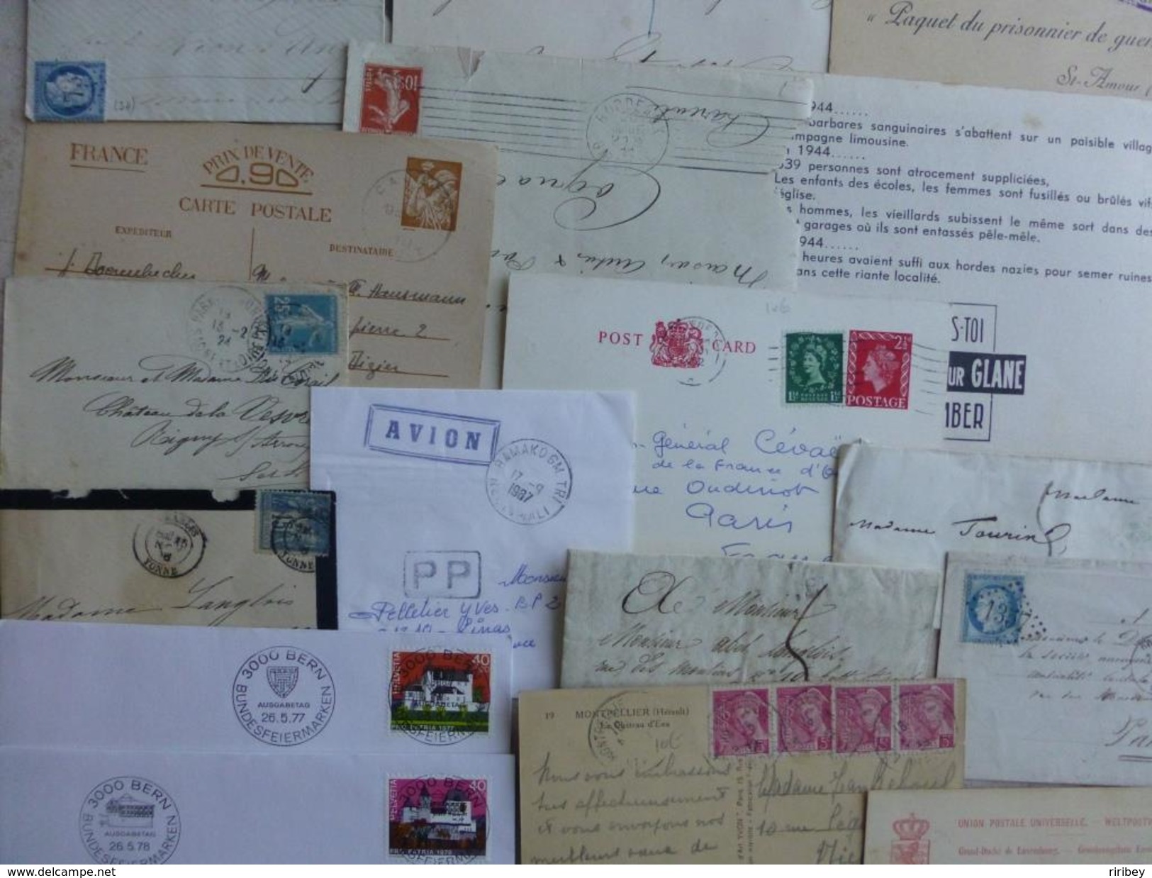 ### LOT LETTRES, MARQUES POSTALES et DOCUMENTS ###   XVIII -> XX ème - 12 scans