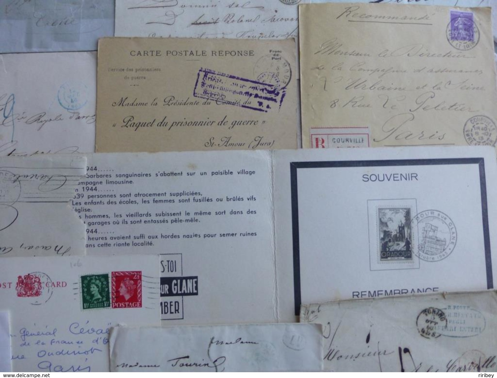 ### LOT LETTRES, MARQUES POSTALES et DOCUMENTS ###   XVIII -> XX ème - 12 scans