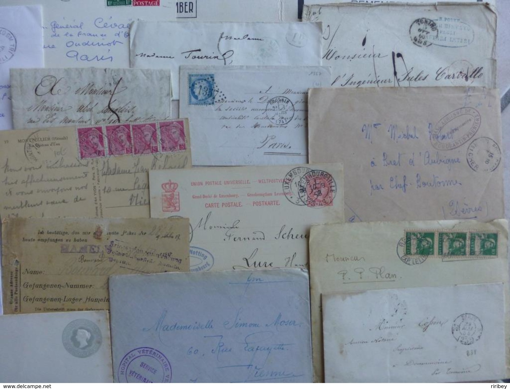 ### LOT LETTRES, MARQUES POSTALES et DOCUMENTS ###   XVIII -> XX ème - 12 scans