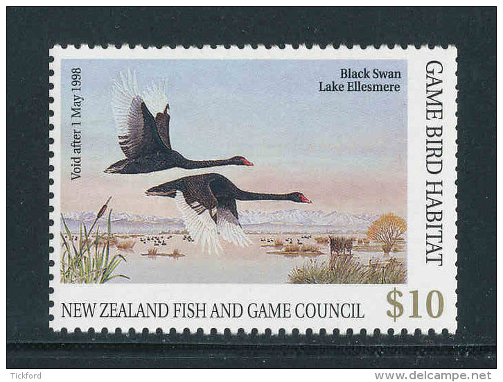 NOUVELLE-ZELANDE - 1998 - NEUF** MNH - Timbre De Permis De Chasse  - Oiseaux - Variétés Et Curiosités