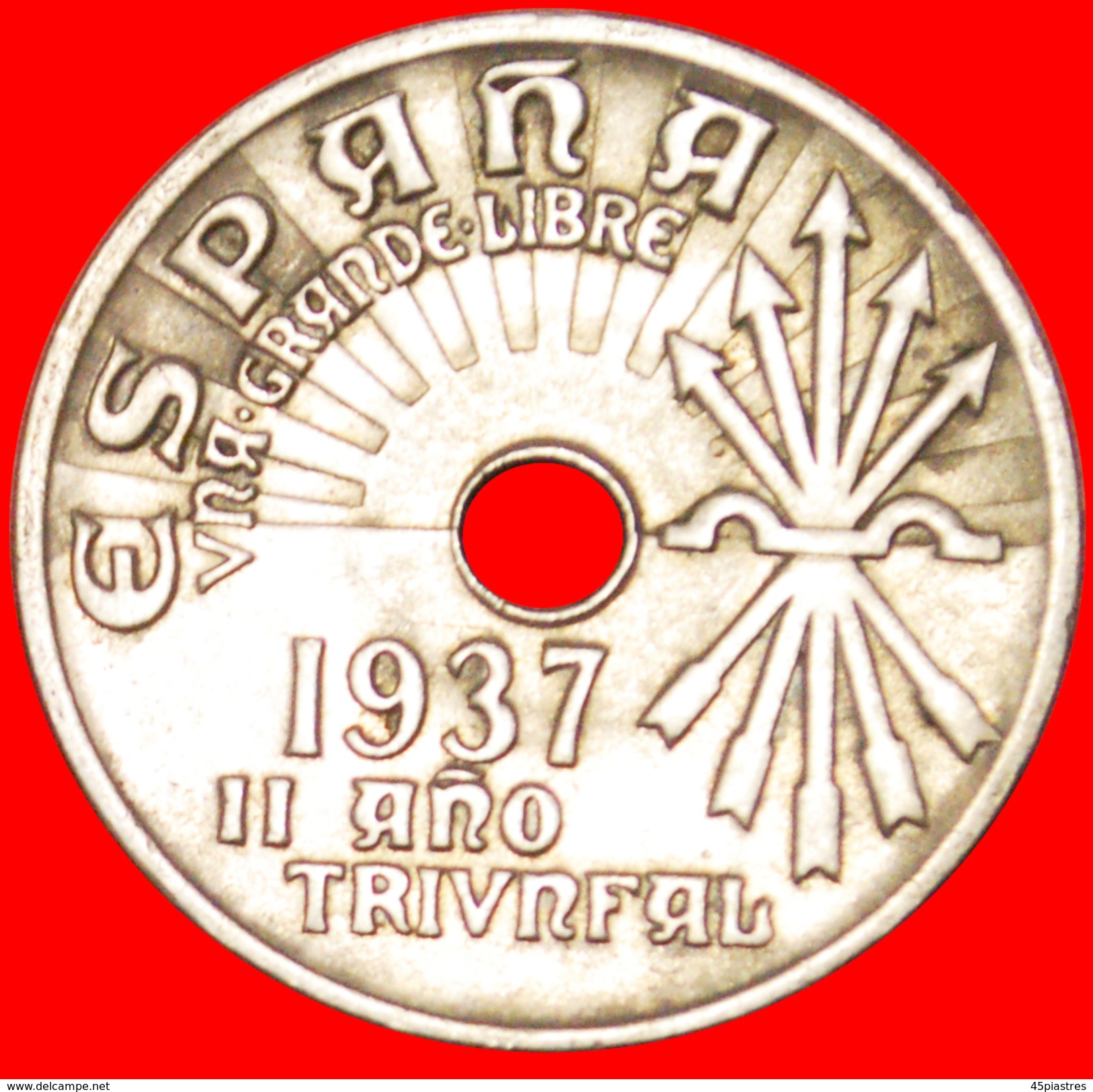§ AUSTRIA: SPAIN &#x2605; 25 CENTIMOS 1937! LOW START&#x2605; NO RESERVE! - Zona Nacionalista