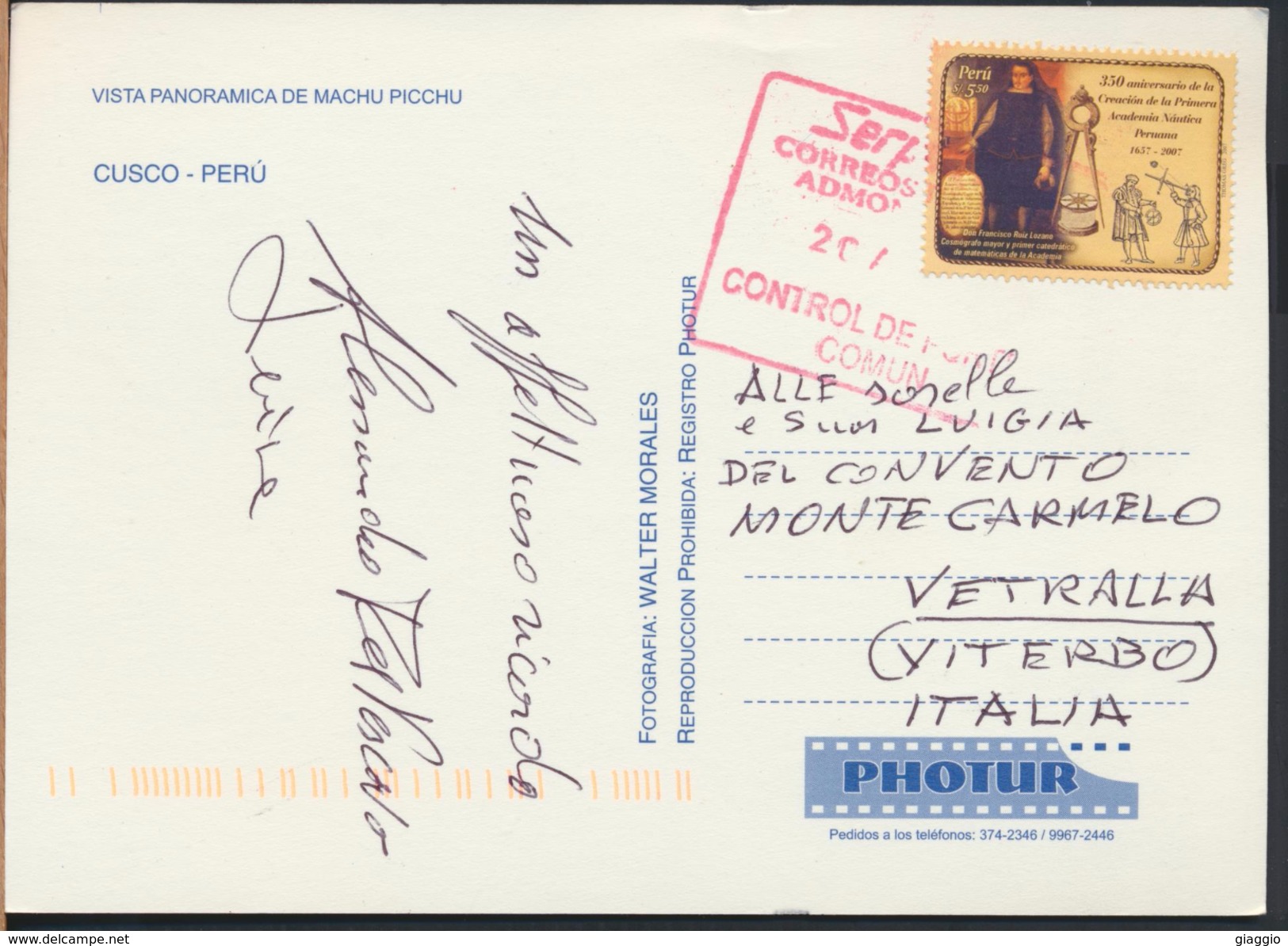 °°° GF270 - PERU - CUSCO - MACHU PICCU - 2007 With Stamps °°° - Peru