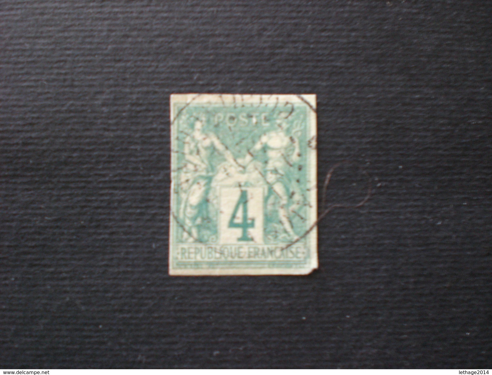 &#x424;&#x420;&#x410;&#x41D;&#x426;&#x418;&#x42F; FRANCE FRANCIA 1876 SAGE 4c VERT I TYPE N .63a YVERT NON DENTELES - 1876-1878 Sage (Type I)