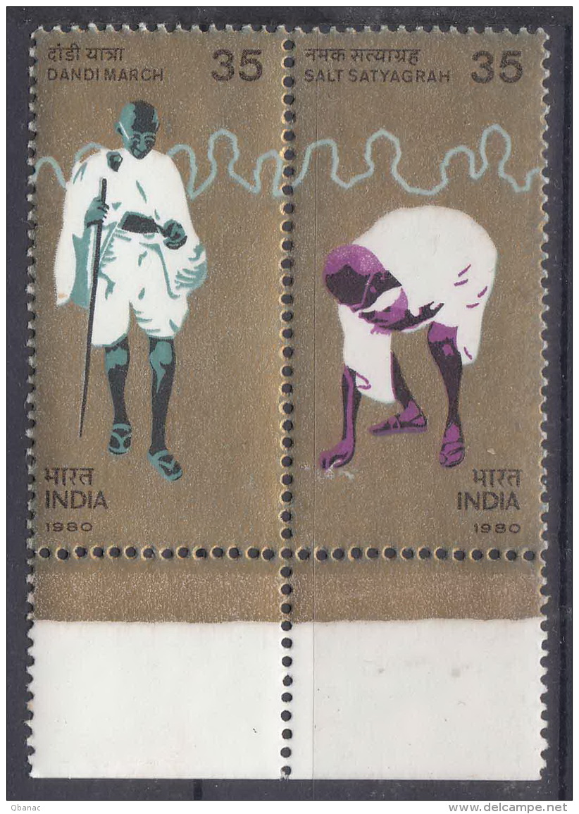 India 1980 Mi#841-842 Pair Mint Never Hinged - Ungebraucht