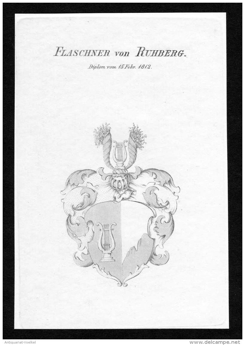 Flaschner Von Ruhberg - Flaschner Von Ruhberg Wappen Adel Coat Of Arms Kupferstich  Heraldry Heraldik - Prints & Engravings