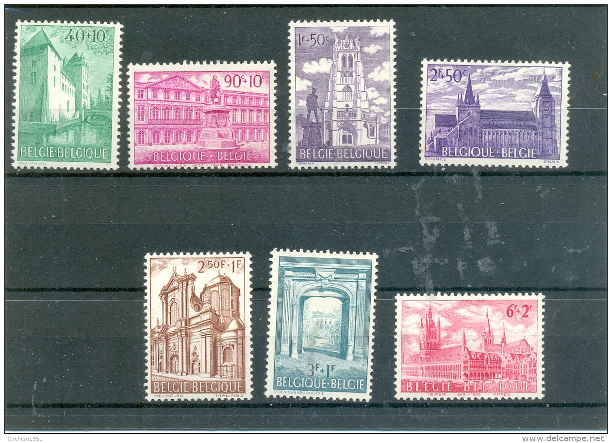 1962 BELGIQUE Y &amp; T N° 1205 à 1211 ( ** ) Architecture - Unused Stamps