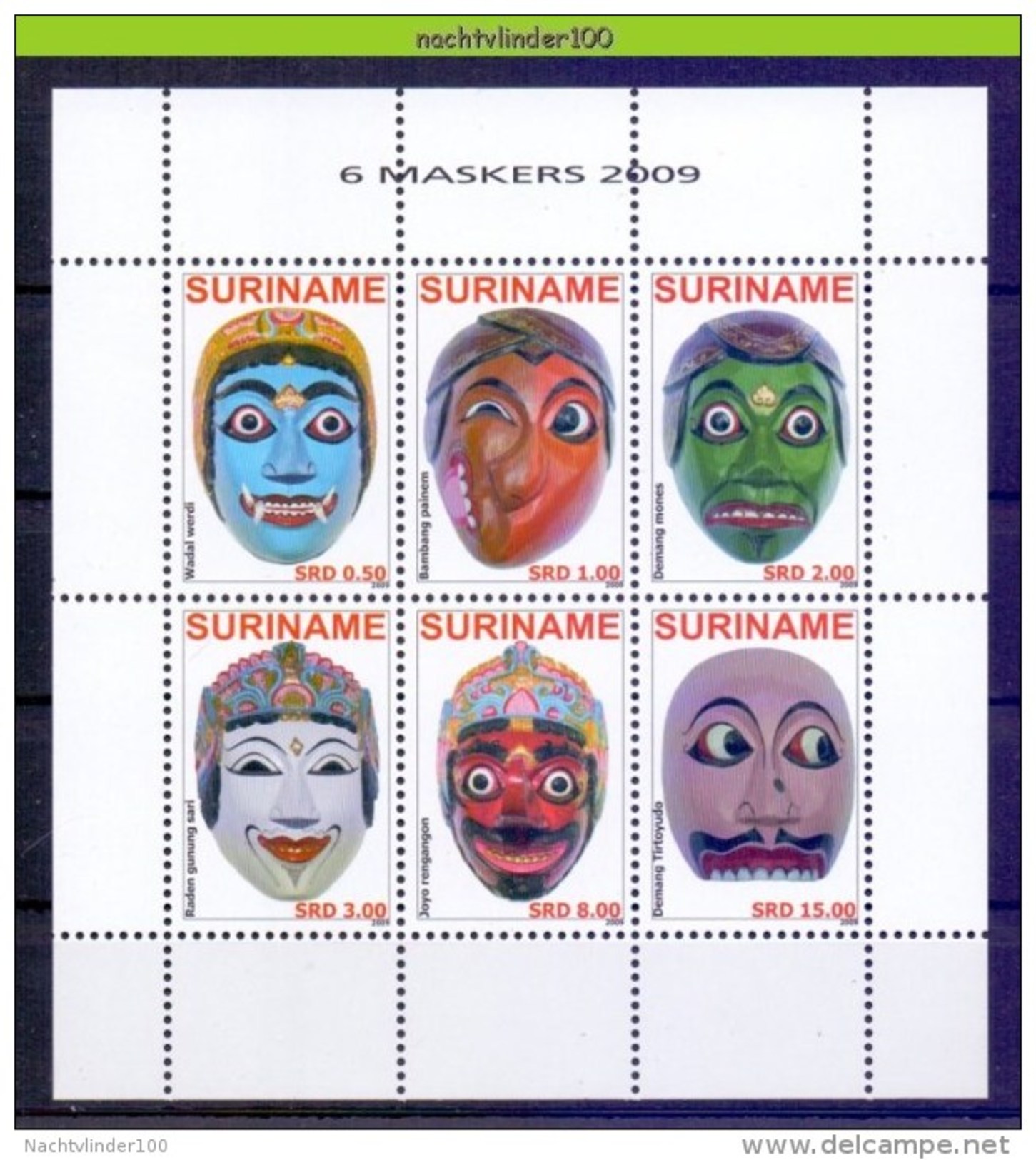 Ndr1679 AZIATISCHE MASKERS ASIAN MASKS SURINAME 2009 PF/MNH # - Other & Unclassified