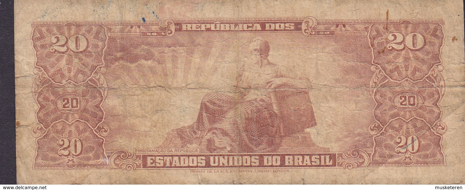 Brazil - 20 CRUZEIROS Marechal Deodoro Da Fonseca Serie 1393A No. 000051 (2 Scans) - Brasilien