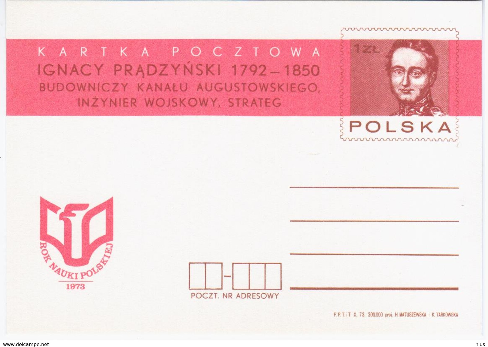 Poland Polska 1973 Ignacy Pradzynski, Polish Military Commander, General Of The Polish Army, Napoleon Era - Stamped Stationery