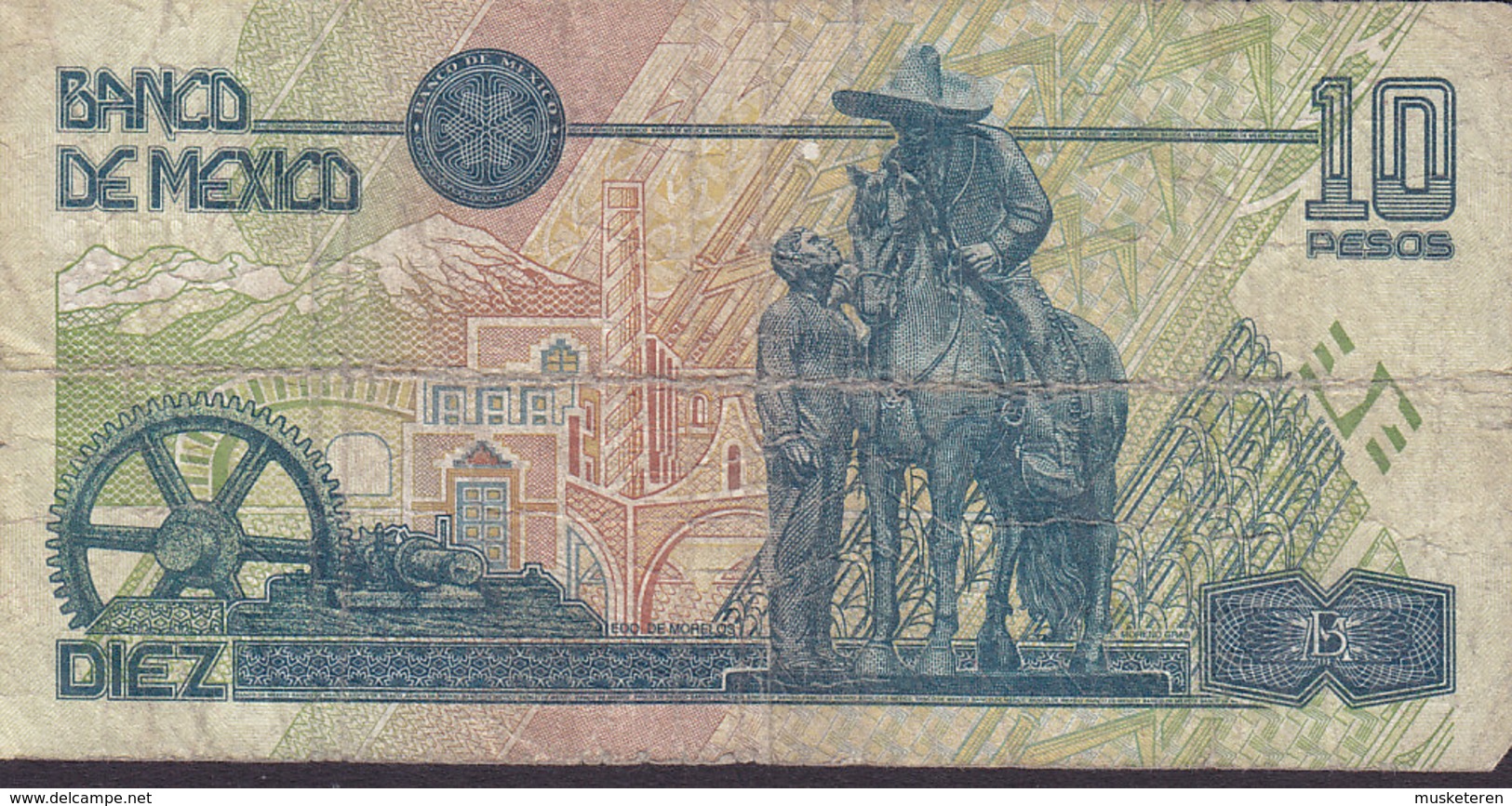 Mexico - 10 PESOS Emiliano Zapata Serie Z No. 159381 (2 Scans) - Mexiko