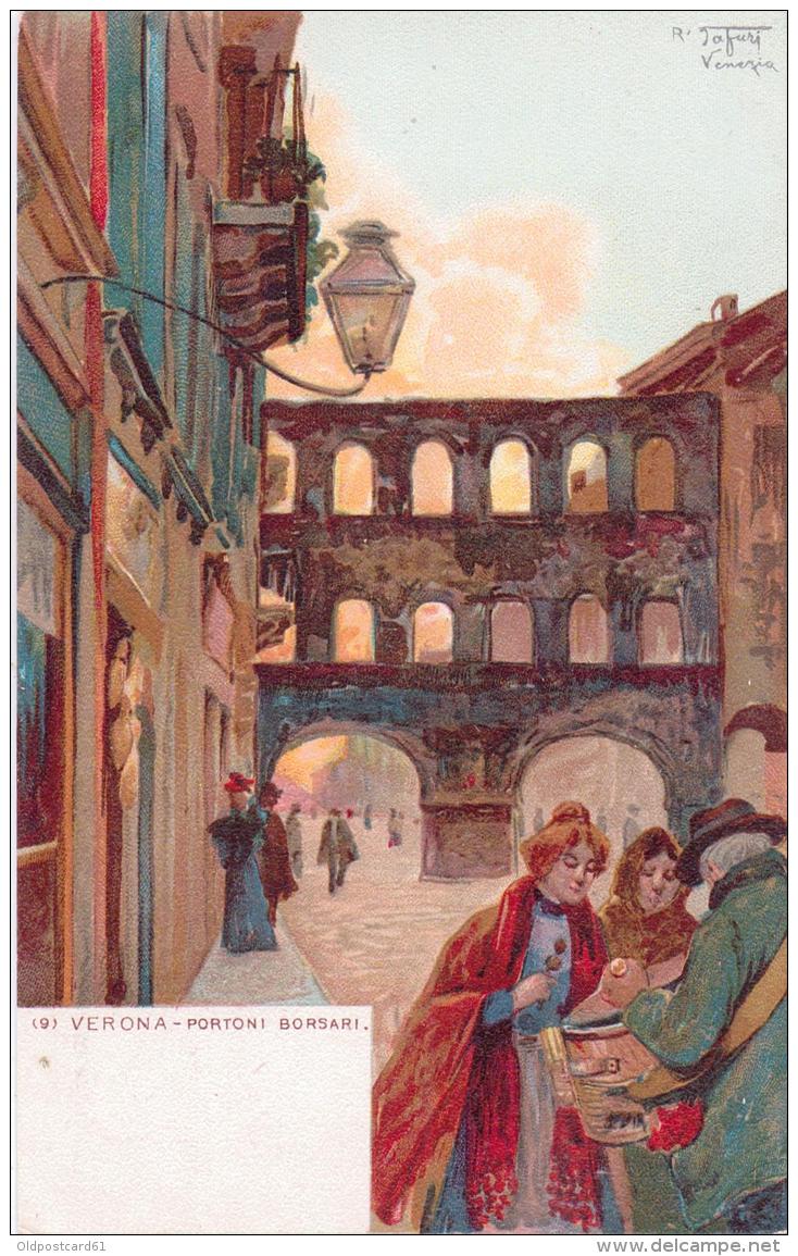 3 ALTE  Litho- Künstler- AK   VERONA / Venetien  - Versch. Motive / Von R. Tafuri - 1902 Gelaufen - Verona