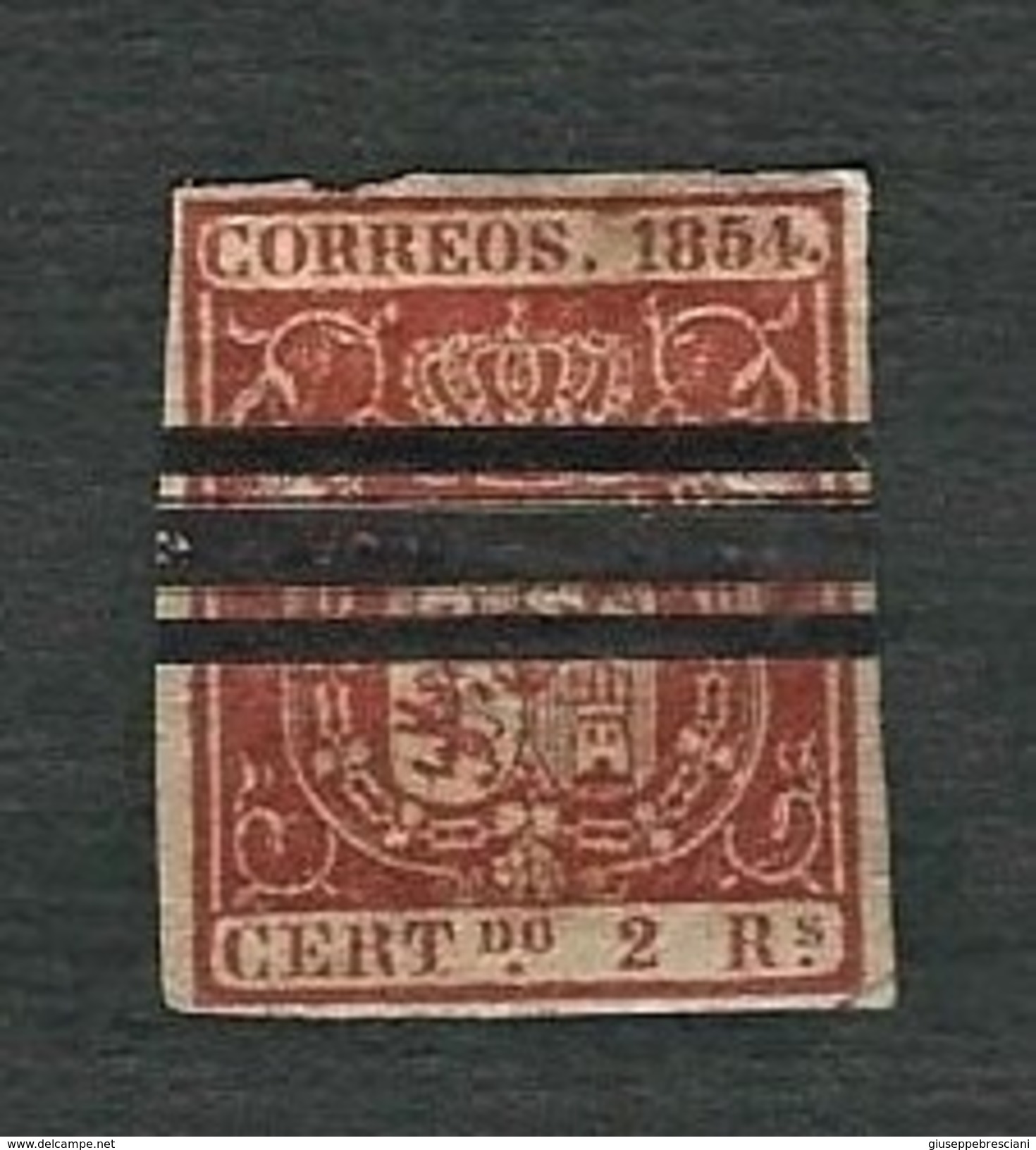 SPAGNA 1854 - Escudo De España - 2 C. Rojo - Yv:ES 25 - Usati