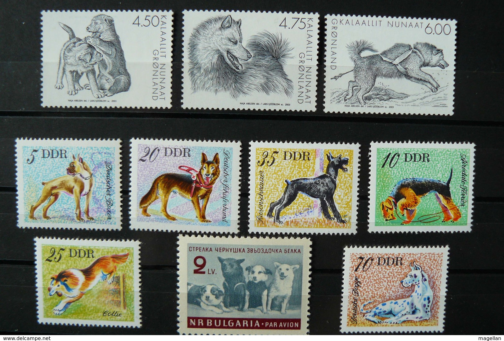 Chien - Dog - 10 Timbres Différents Neufs ** (MNH) - Séries Complètes - Allemagne - Bulgarie - Groenland - Cani