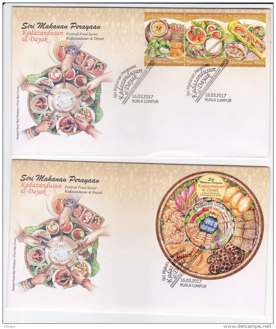 Malaysia Festival Food Kadazandusun Dayak Sarawak Borneo Sabah 2017 Festive Cuisine Foods Set Stamp Ms Sheet Combo Fdc - Malaysia (1964-...)