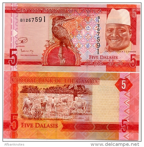 GAMBIA       5 Dalasis       P-31       ND (2015)       UNC - Gambie