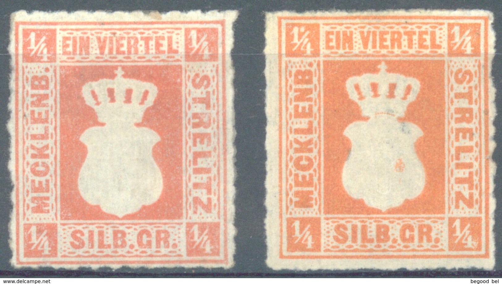 MECKLENBURG STRELITZ  - 1864 - MH/*  - Mi 1a 1 B EXPERT MARK  - Lot 15361 - Mecklenburg-Strelitz