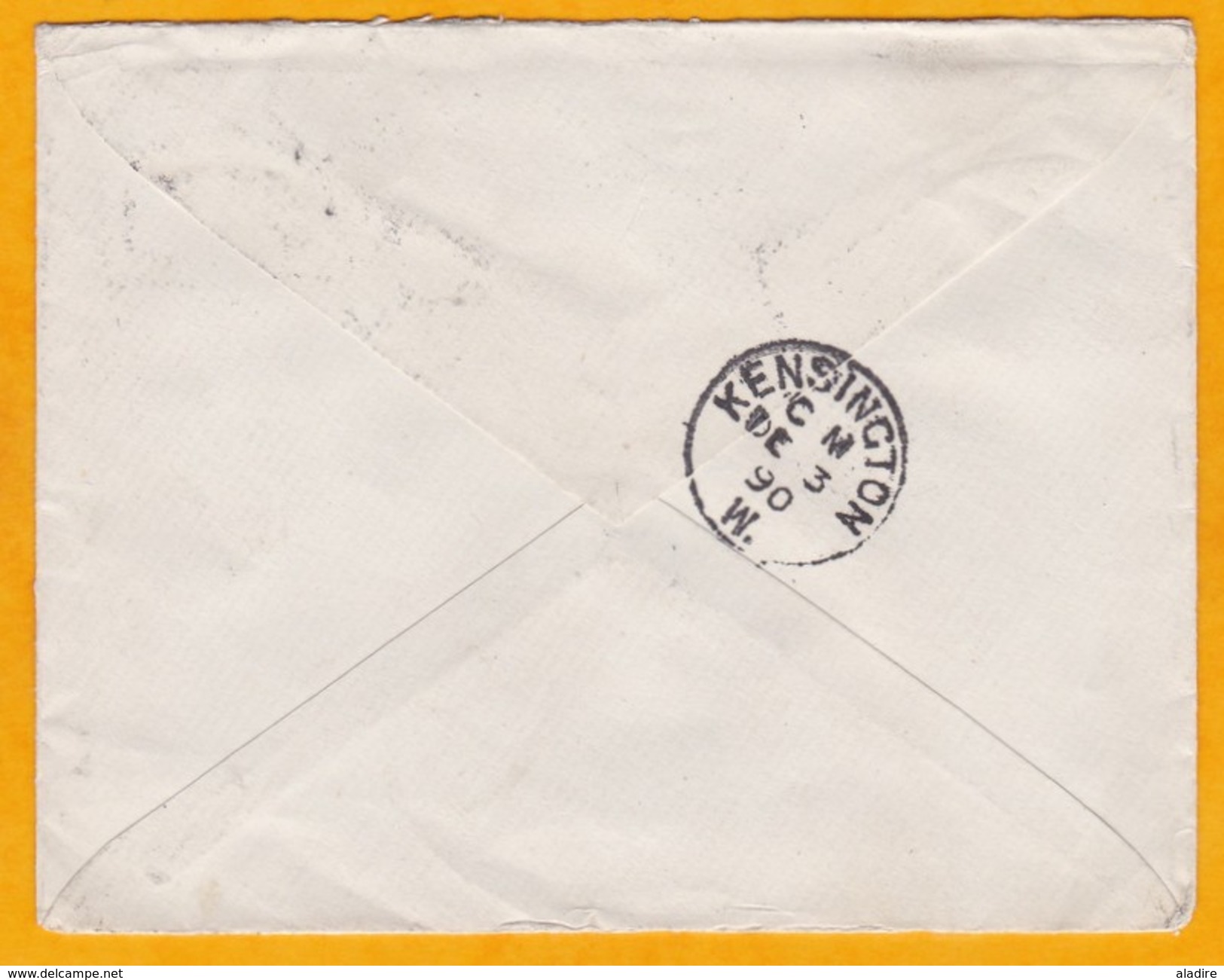 1890 - Enveloppe De La Valetta, Malte Vers Kensington, Angleterre - 2 1/2 Pence Victoria - Oblitération Duplex - Malte (...-1964)