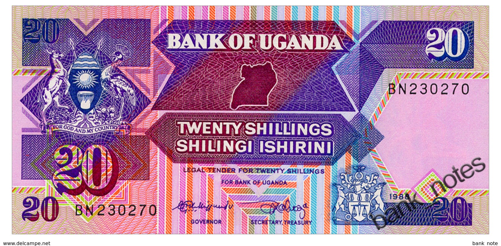 UGANDA 20 SHILLINGS 1988 Pick 29b Unc - Uganda