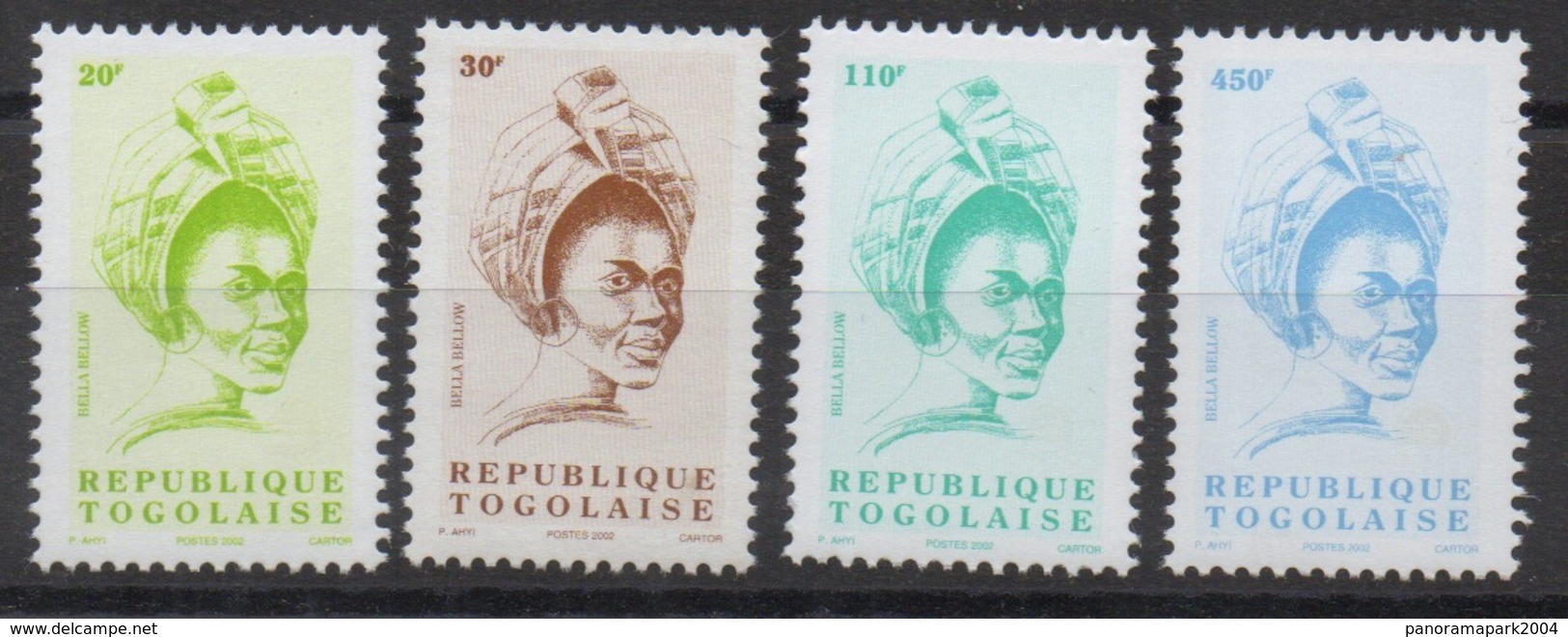 Togo 2002 - Mi. 3241- 3244 Série Courante BELLA BELLOW 20F / 30F / 110F / 450F MNH** - Togo (1960-...)