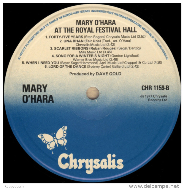 * LP *  MARY O'HARA - AT THE ROYAL FESTIVAL HALL (England 1977 EX!!) - Country En Folk