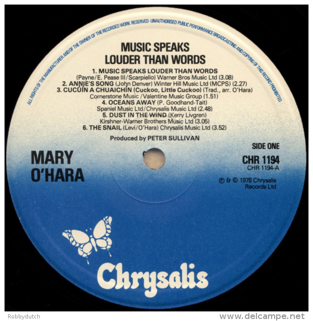 * LP *  MARY O'HARA - MUSIC SPEAKS LOUDER THAN WORDS (England 1978 Mint!!!) - Country En Folk