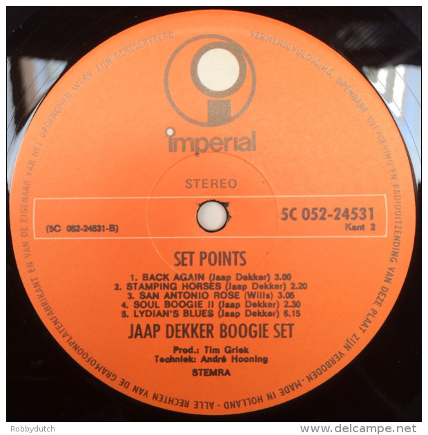 * LP *  JAAP DEKKER BOOGIE SET - SET POINTS (Holland 1972) - Instrumental