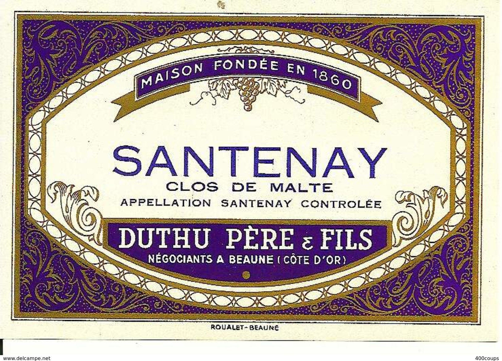 Etiquette De Vin - De 1971 - SANTENAY Clos De Malte - Duthu Père & Fils, Beaune - - Autres & Non Classés