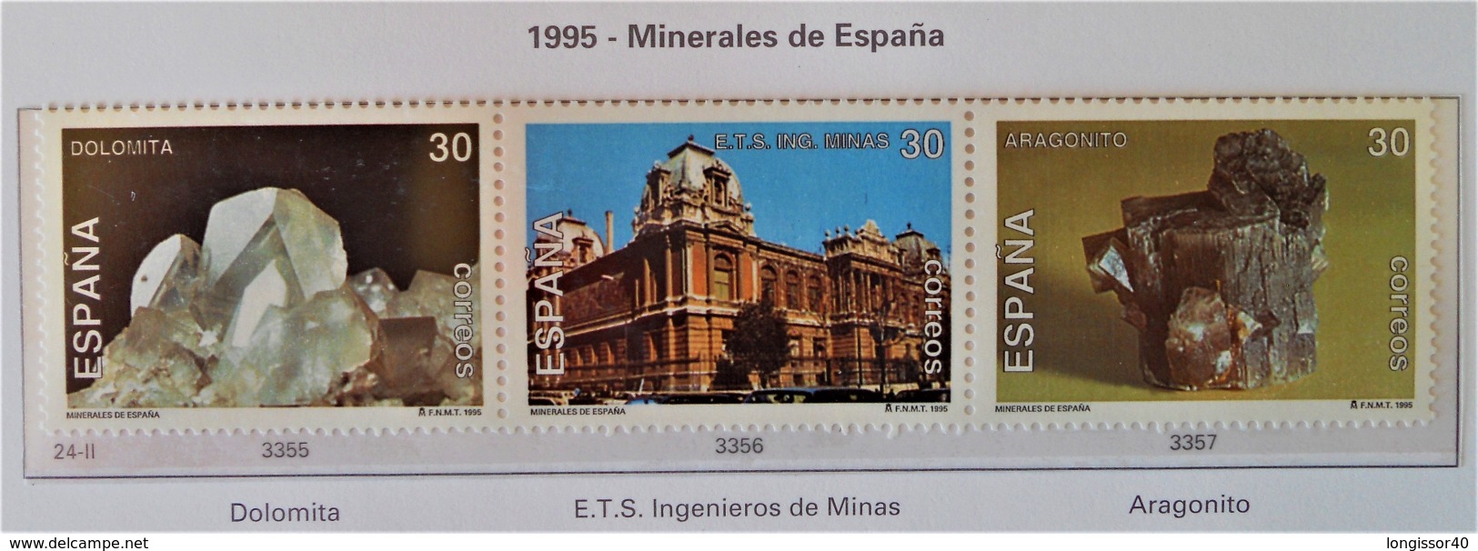 MINERAUX D'ESPAGNE 1995 - TRYPTIQUE NEUF ** - YT 2937A - MI 3201/03 - Neufs