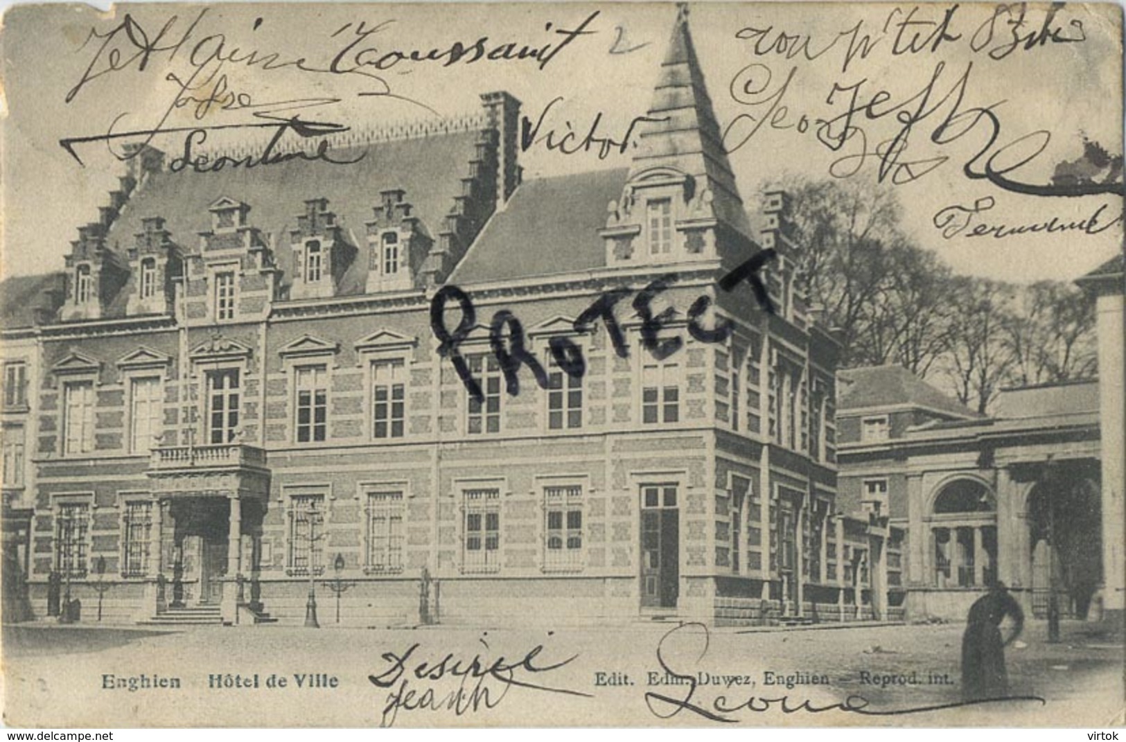 Enghien  :  Hotel De Ville   ( Ecrit  1905 Avec Timbres ) - Enghien - Edingen