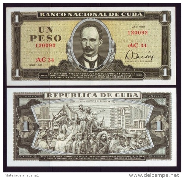 1981-BK-1 CUBA 1$ JOSE MARTI UNC PLANCHA 1981 - Cuba