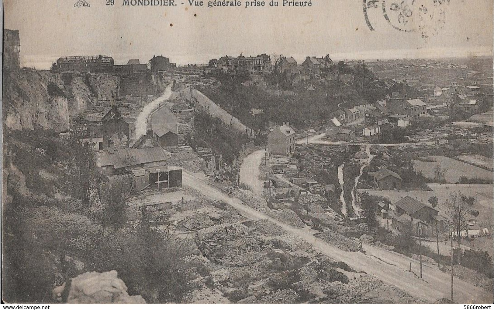 CARTE POSTALE ORIGINALE ANCIENNE : MONTDIDIER  VUE GENERALE PRISE DU PRIEURE SOMME (80) - Montdidier