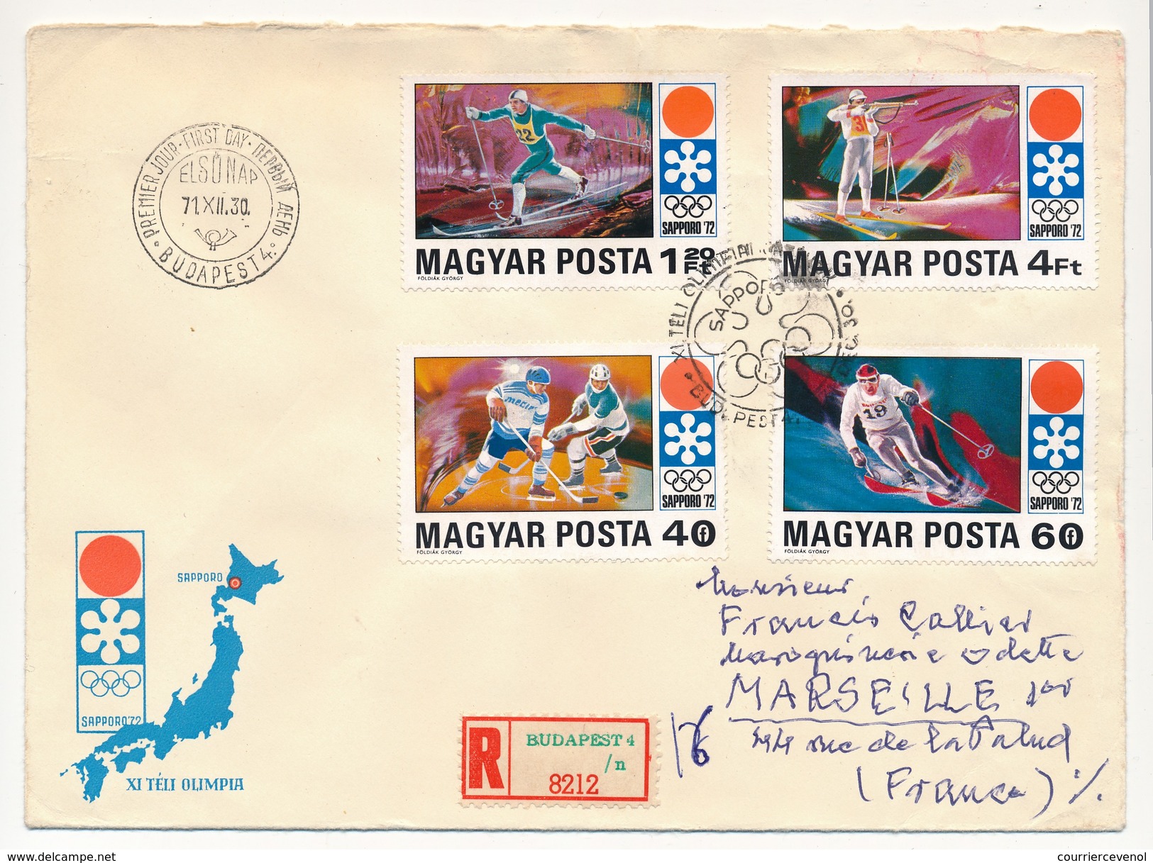 HONGRIE - 3 Enveloppes FDC "Sapporo" - 30 Dec 1972 - Winter 1972: Sapporo