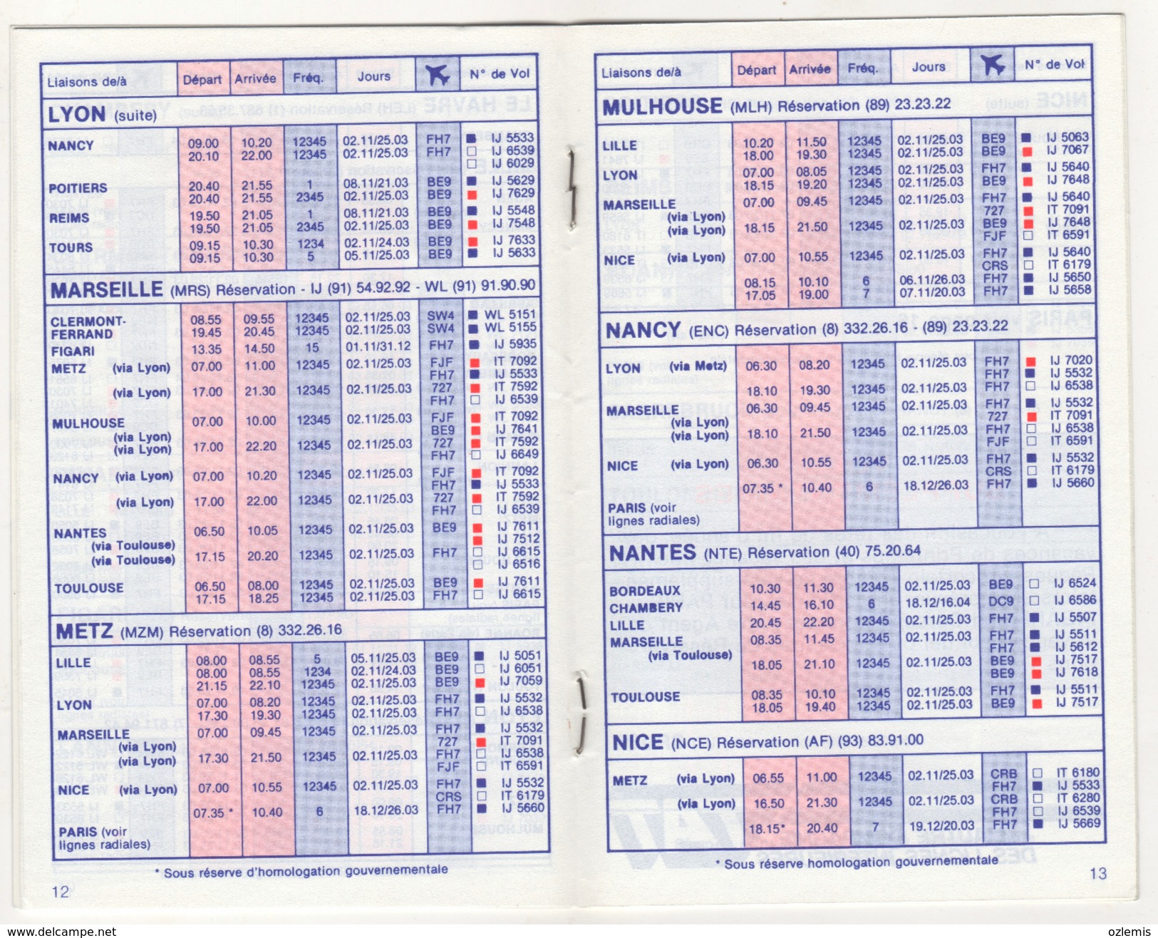 TAT  EXPRESS RESEAU NATIONAL AIRLINES 1982 WINTER TIMETABLE 24 PAGES - Zeitpläne