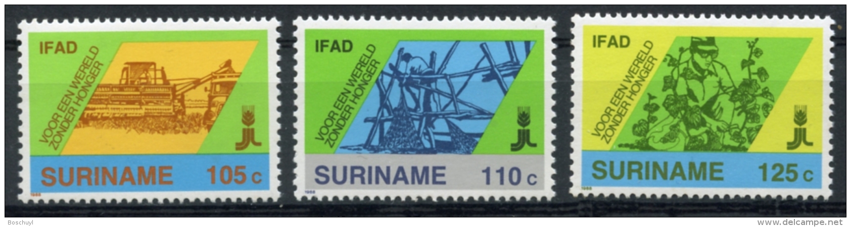 Surinam, Suriname, 1988, IFAD, International Fund For Agricultural Development, MNH, Michel 1271-1273 - Surinam